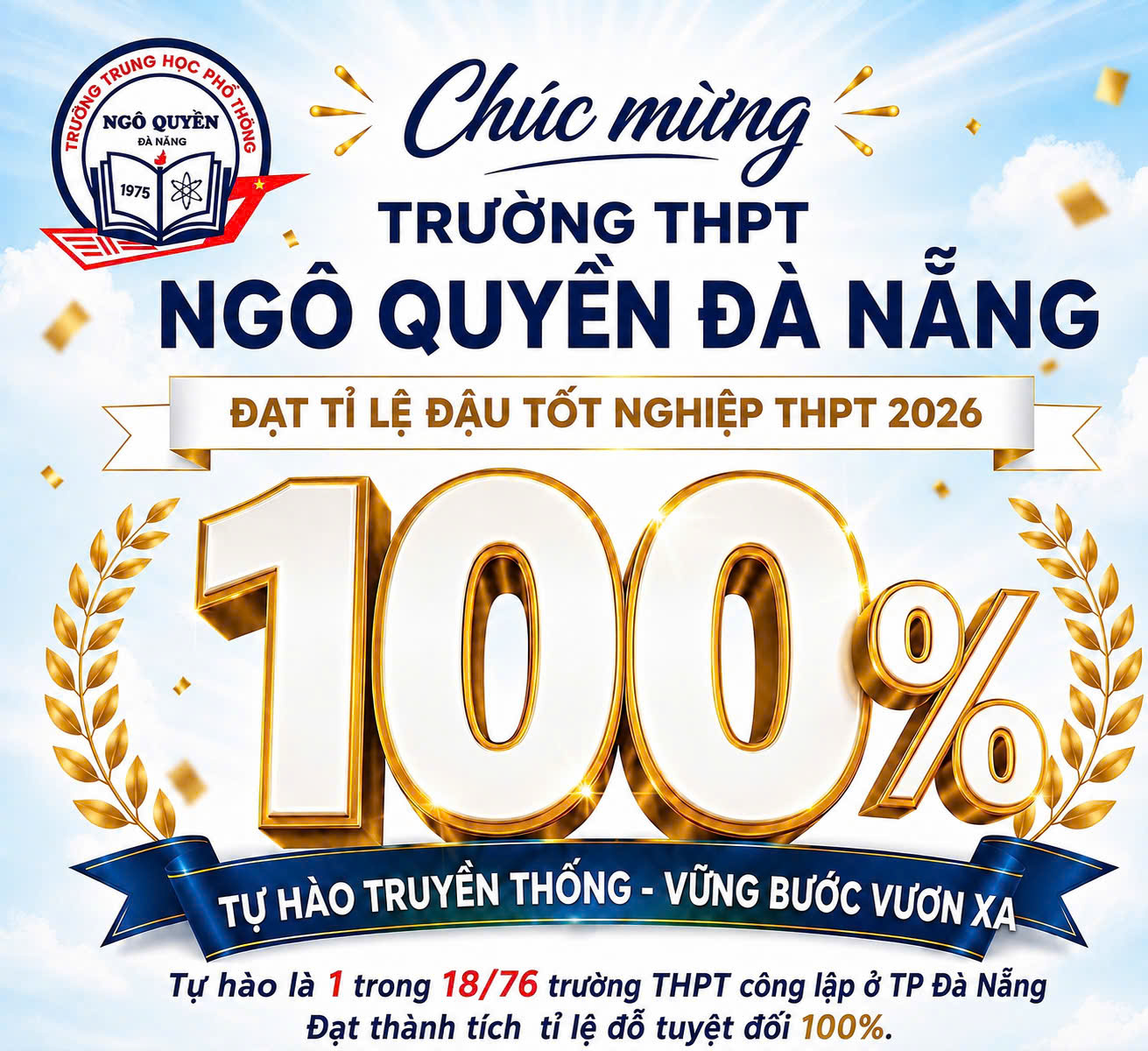TỰ HÀO TRƯỜNG THPT NGÔ QUYỀN ĐẠT TỶ LỆ ĐỖ TỐT NGHIỆP TUYỆT ĐỐI 100%